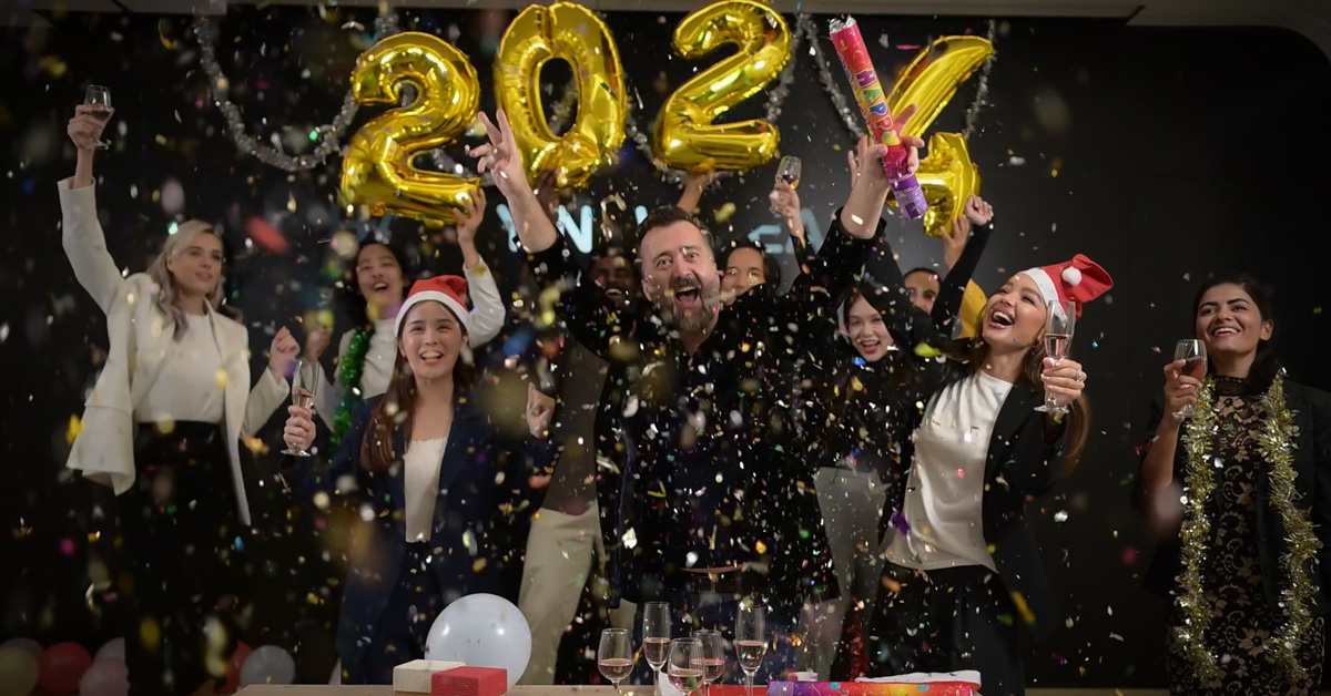 People gather together to celebrate New Year's.